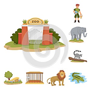 Vector design of zoo  and park logo. Set of zoo  and animal vector icon for stock.