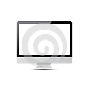 Vector desktop computer design. Digital blank business device. LCD display design. Computer blank monitor