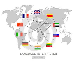 Vector detailed character Language translator