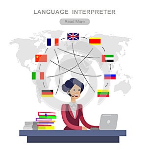 Vector detailed character Language translator