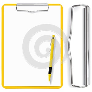 Vector detailed clipboard, paper sheet and pen