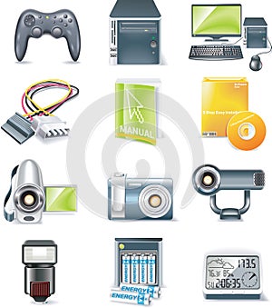 Vector detailed computer parts icon set. Part 5