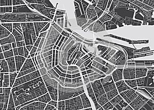 Vector detailed map Amsterdam