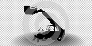 Vector detailed silhouette of elevator construction machine