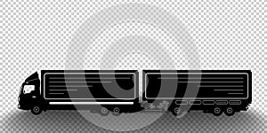 Vector detailed silhouette of truck with a trailer
