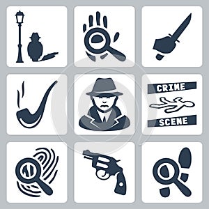 Vector detective icons set