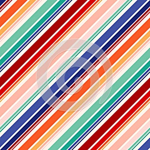 Vector diagonal colorful stripes pattern. Simple seamless background texture