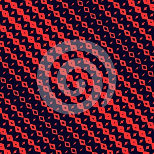 Vector diagonal halftone seamless pattern. Texture in red and black color