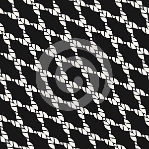 Vector diagonal mesh seamless pattern. Modern black and white nautical texture