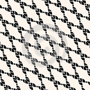 Vector diagonal mesh seamless pattern. Fishnet, ropes, knitting, threads, grid