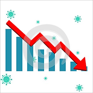 Vector diagram with the red arrow going down