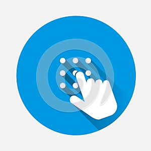 Vector dial and login icon on blue background. Flat image with long shadow. Layers grouped for easy editing illustration. For your
