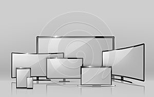 Vector different screens - notebook, smartphone, TV.
