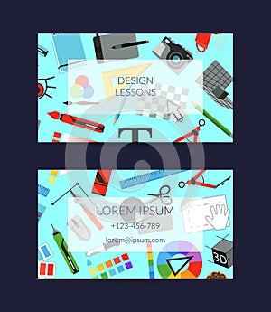 Vector digital art design studio business card template with