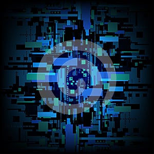 Vector digital computer circuit abstract background, matrix algorithm concept