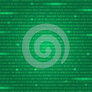 Vector Digital Data Technology Concept. Green Binary Data Software Programming Code Texture. Random Program Code