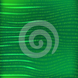 Vector Digital Data Technology Concept. Green Binary Data Software Programming Code Texture. Random Program Code