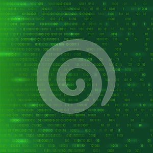 Vector Digital Data Technology Concept. Green Binary Data Software Programming Code Texture. Random Program Code