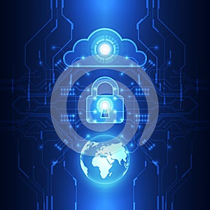 Vector digital global security cloud technology concept, abstract background