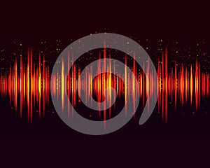 Vector digital music equalizer, audio waves design template audio signal visualization on dark background.