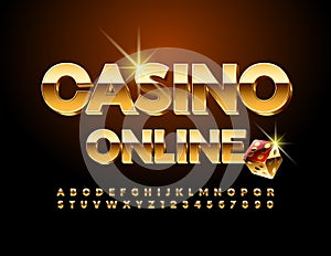 Vector digital sign Casino Online. Gold Alphabetset