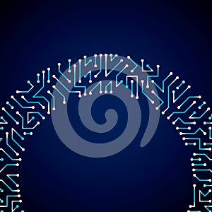 Vector digital technology background with circuit board elements