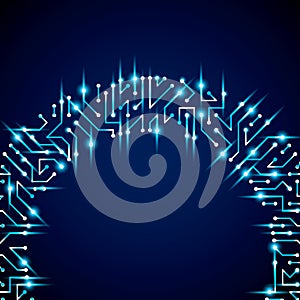 Vector digital technology background with circuit board elements