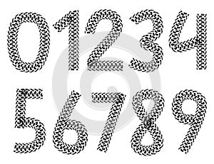 Vector digits made from motorcycle tire tracks