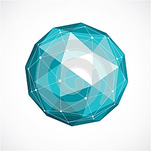 Vector dimensional wireframe low poly object, green spherical sh
