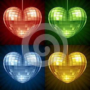 Vector Disco ball in the shape of heart