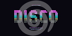 Vector disco font neon color style