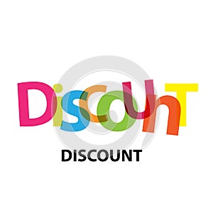 Vector discount.Broken colorful text and word