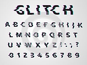 Vector distorted glitch font.