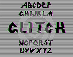 Vector distorted glitch font.