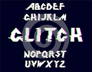 Vector distorted glitch font.