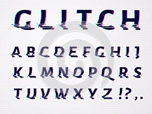 Vector distorted glitch font.