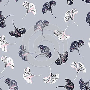 Vector ditsy seamless pattern with ginkgo leaves