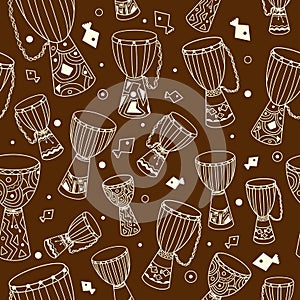 Vector djembe seamless pattern