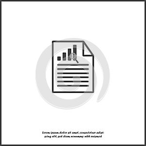 Vector document icon with growth rate and text on white isolated background. Symbol of fast money