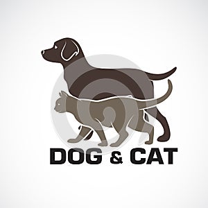 Vector of a dog and cat design on white background. Animal. Pet logo or icon. Easy editable layered vector illustration