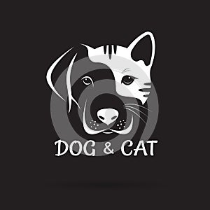 Vector of dog and cat face design on a black background. Pet.