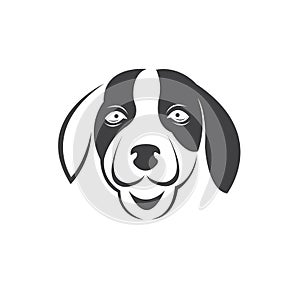 Vector of a Dog head Colour Black. Pet. Animal. logo or icon. symbol. Mammals. Cute. Art picture. on white background