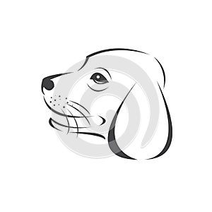 Vector of a Dog head Colour Black. Pet. Animal. logo or icon. symbol. Mammals. Cute. Art picture. on white background