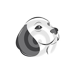 Vector of a Dog head Colour Black. Pet. Animal. logo or icon. symbol. Mammals. Cute. Art picture. on white background