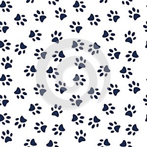 Vector dog paw print seamless pattern