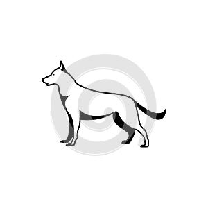 Vector dog silhouette view side for retro logos, emblems, badges, labels template vintage design element. Isolated on white