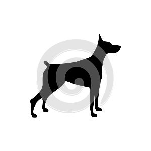 Vector dog silhouette view side for retro logos, emblems, badges, labels template vintage design element. Isolated on white