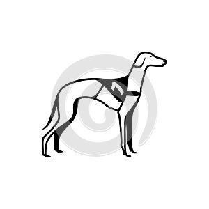 Vector dog silhouette view side for retro logos, emblems, badges, labels template vintage design element. Isolated on white