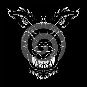 The Vector dog or wolf for tattoo or T-shirt design or outwear.