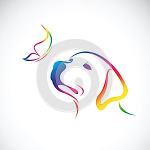 Vector of doglabrador and butterfly on white background. Pet